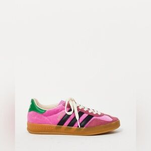 Gucci X Adidas Pink Velvet & Green Gazelle Sneakers - 8,5